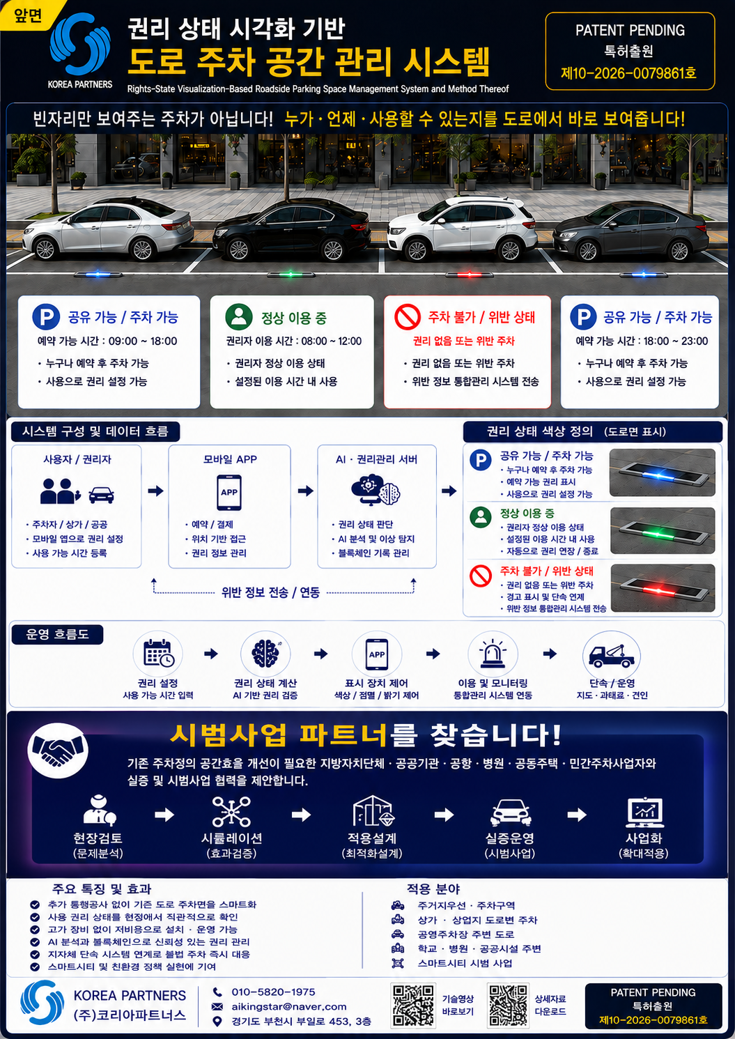 권리 상태 시각화 기반 도로 주차 공간 관리 시스템 설명 도면
